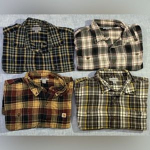 Lot Of 4 Carhartt Flannel Shirts Mens 2XL Relaxed Fit Plaid Long Sleeve